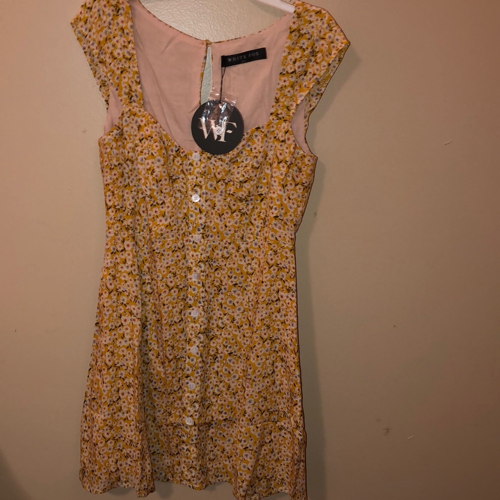 White Fox Boutique Yellow Floral Mini Dress